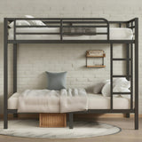 Bellemave Full Over Full Bunk Beds for Adults with Ladder & Full-Length Guardrails, Metal Heavy Duty Full Size Bunk Bed Frame with Sturdy Slats, Noise Free, No Box Spring Needed, Black Bellemave