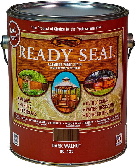 Ready Seal Stain & Sealer for Wood, Outdoor Deck and Fence - All-in-One Exterior Wood Stain and Waterproofing Sealant – Easy to Apply, No Back Brushing Needed, UV Protection - 1 Gallon, Dark Walnut Norkan, Inc.