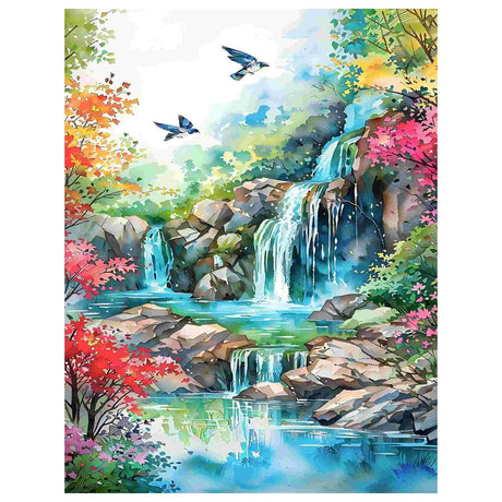 Aestalrcus Landscape Paint by Numbers for Adults - Waterfall Paint by Numbers for Adults with Brushes, Art Crafts Canvas for Home Decoration 16 x 20 Inch Aestalrcus