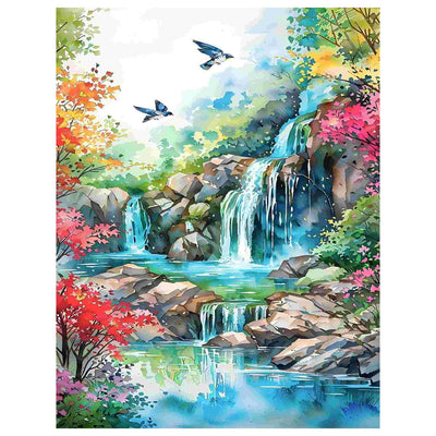 Aestalrcus Landscape Paint by Numbers for Adults - Waterfall Paint by Numbers for Adults with Brushes, Art Crafts Canvas for Home Decoration 16 x 20 Inch