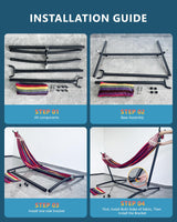 EveryFun Double Hammock with Heavy-Duty Steel Stand,Portable,Easy Assembly,600lbs Weight Capacity,Perfect for Indoor,Yard,Camping,or Outdoor-Rainbow Everyfun