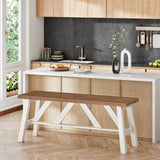 HOOBRO Bamboo Dining Bench, 39.4 inch Farmhouse Kitchen Table Bench, Solid Bamboo Dining Room Bench for Kitchen, Living Room, Bedroom, Hallway, Sturdy and Stable, Walnut and White WH17CD01 HOOBRO