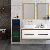 Tilt-Out Trash Can Cabinet with 2 Garbage Cans - Waste Storage Solution for Kitchen and Garage | Tilt Out Trash Can Cabinet | Garbage Can Cabinet | kitchen Garbage Can Holder (Black, 2 Buckets) European Furniture