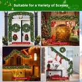 Mduvoz Christmas Garland, 12FT Prelit Christmas Garland with 100 LED Lights, Greenery Xmas Garland with 20 Pine Cones 90 Red Berry Christmas Decoration for Indoor Outdoor Home Mantel Fireplace Mduvoz