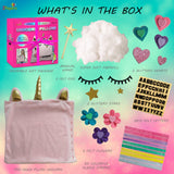 2Pepers Unicorn Pillow Kit Arts and Crafts for Girls 3 4 5 6 7 8 9 10 11 12 Years Old (No Sew), DIY Unicorn Craft Supplies Plush Toy Stuffed Pillow, Best Kids Easter Present for Little Girls 2Pepers