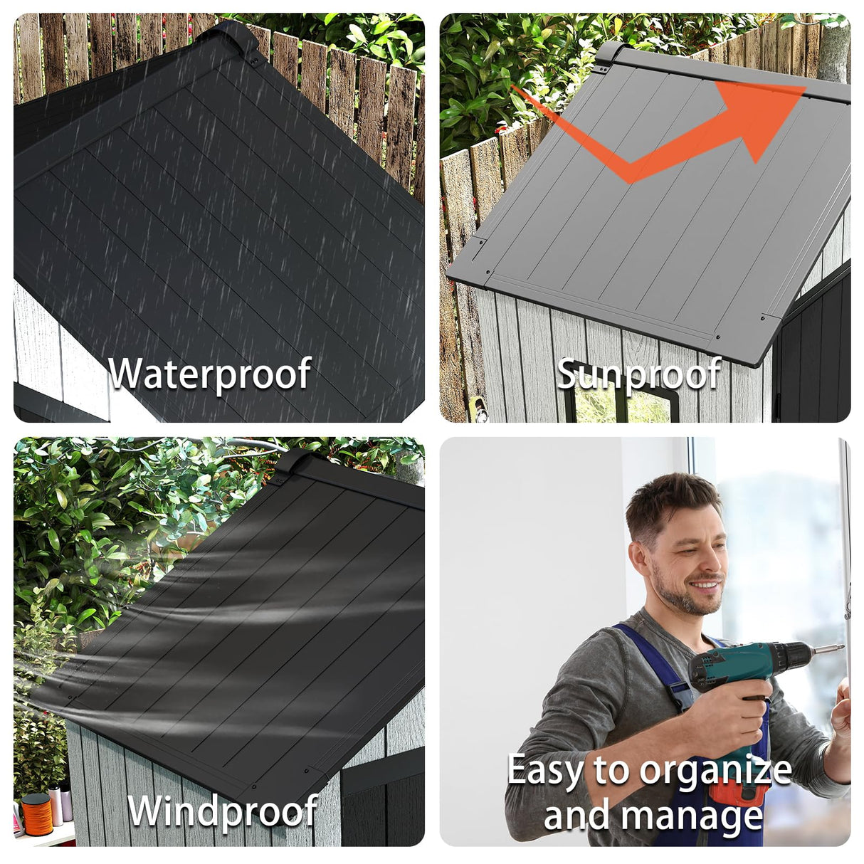 ZYJOYY 6x4 FT Resin Storage Shed,Lockable Door, and Vents for Garden, Backyard, Patio, Lawn,Grey Black ZYJOYY