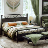 LIKIMIO King Bed Frame, Tall Industrial Headboard 51.2 ", Platform Bed Frame with Strong Metal Support, Solid and Stable, Noise Free, No Box Spring Needed, Easy Assembly, Charcoal Grey LIKIMIO