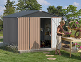 AECOJOY 8' x 6' Metal Storage Shed for Outdoor, Steel Backyard 6x8 Sheds & Outdoor Storage with Lockable Doors, Utility and Tool Storage for Garden, Backyard, Patio, Outside use AECOJOY
