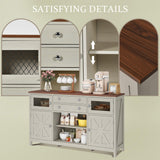 YITAHOME Farmhouse TV Stand for 65/55 Inch Television, Entertainment Center Television Stand with Drawers & Door, 59" Media Console TV Cabinet for Living Room, Antique White YITAHOME