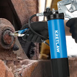 KRETLAW Grease Gun, 7000 PSI Heavy Duty Professional Pistol Grip Grease Gun Kit with Double Grease Injector Needle and 18" & 2pc 12" Flex Hose,14oz KRETLAW