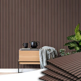 E-HAO 4-Piece Wood Slat Acoustic Panels for Stylish Decor and Noise Reduction, 3D Textured Panel for Ceiling and Wall - JK Walnut (47.2 L x 23.6 W in) E-HAO