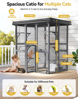 Catio Outdoor Cat Enclosure, 71" Large Cat House for Multiple Cats with Waterproof Roof, 3 Tier Cat Cage with 6 Platform for Patio, Yard, Graden PawGiant