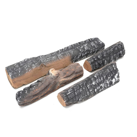 Skyflame Gas Fireplace Logs - 4 Small Pcs Ceramic Wood Logs and Accessories for All Types of Indoor Gas Inserts, Ventless, Propane, Gel, Ethanol, Electric or Outdoor Fireplaces & Fire Pits Skyflame