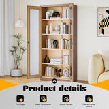 Metal Storage Cabinet with Lock and Glass Doors,Glass Display Cabinet,Tall Storage Cabinets,Locking Curio Cabinets with 5 Shelves for Collectibles,Home,Office,Living Room SISESOL