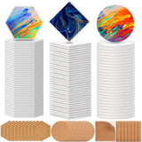 Tioncy 72 Pieces Square Hexagon Round Sublimation Coasters Blanks White Glazed Ceramic Coasters with Cork Backing Pads Heat Transfer for DIY Crafts Painting Home Tioncy