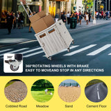 Foldable Utility Cart Folding Portable Rolling Crate Handcart with Durable Heavy Duty Plastic Telescoping Handle Collapsible 4 Rotate Wheels for Travel,Shopping, Luggage, Office, Teacher(White) MACOPRO