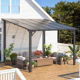 AECOJOY 20' x 10' Gazebo for Patio, Large Wall-Mounted Hard Top Lean-to Gazebo Pergola with Roof 10' x 20' on Clearance, Heavy Duty Patio Awnings for Decks, Backyard AECOJOY