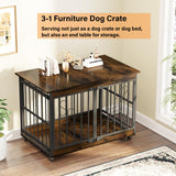 COZPAW Dog Crate Furniture, 48 Inch Dog Crates for Medium/Large Breed, Farmhouse Wood Metal Kennel Indoor Heavy Duty Pet Cage with Caster Wheels (Brown) COZPAW