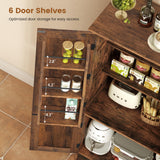 usikey Storage Cabinet with 4 Doors, 43.3" H Farmhouse Kitchen Cabinet with 6 Door Shelves, Kitchen Pantry with 3 Adjustable Shelves, for Living Room, Rustic Brown usikey