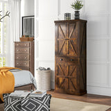 oneinmil Kitchen Pantry Cabinet 72.6" H, Farmhouse Wooden Cabinet with 4 Adjustable Shelves, Freestanding Cupboard with Drawers, Tall Pantry Cabinet for Kitchen, Dining Room, Brown oneinmil