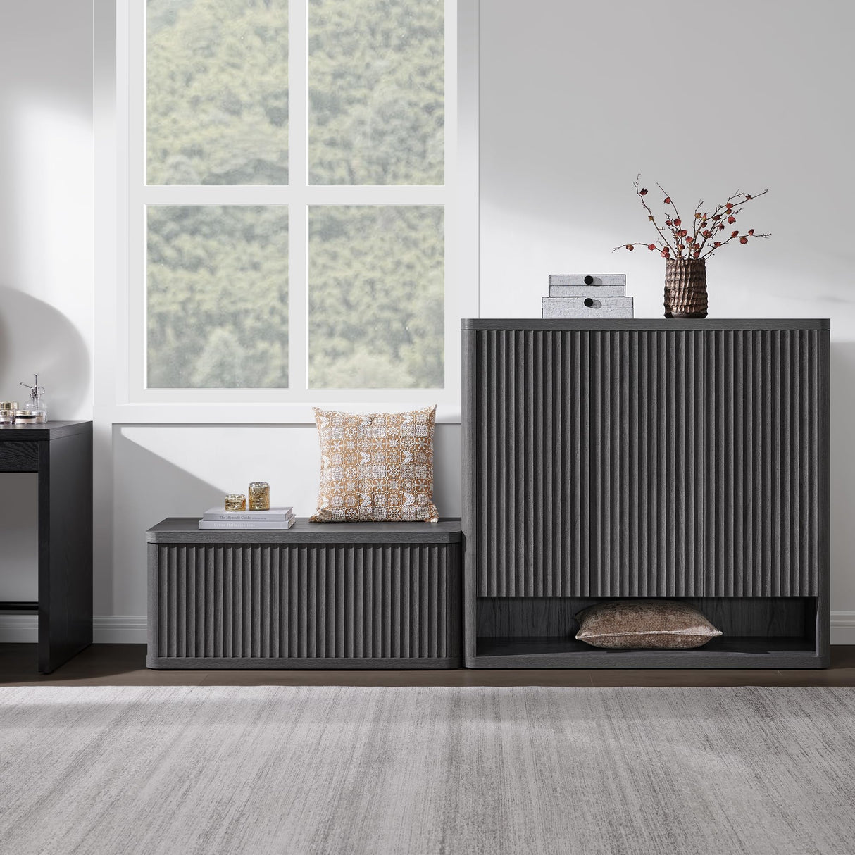 SICOTAS Shoe Cabinet 47.2" Wide Freestanding Hidden Shoe Storage Cabinet with 3 Doors & 4 Adjustable Shelves Tall Modern Shoes Rack Organizer Cabinets Storage for Entryway Hallway Living Room Entrance SICOTAS