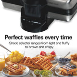 Hamilton Beach Belgian Mini Waffle Maker with Shade Control, Makes 2 at Once, Create Personalized Keto Chaffles and Hash Browns, Non-Stick Plates, Compact Design, Stainless Steel Hamilton Beach