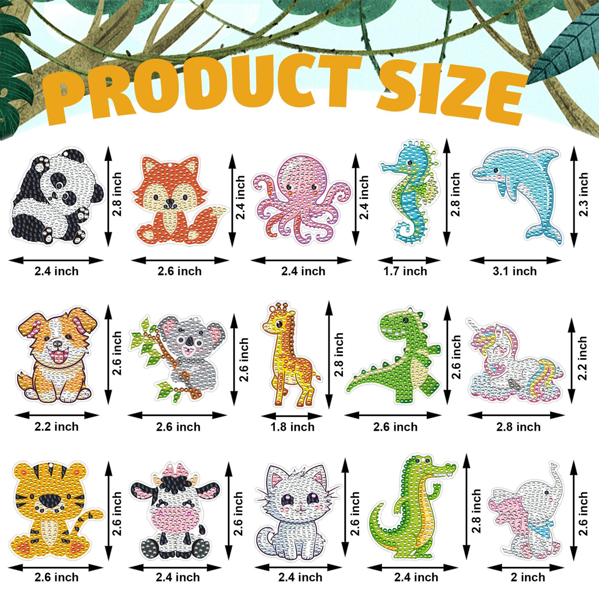 15 PCS Diamond Painting Keychains Animal Diamond Art Ornaments Double Side Diamonds Key Rings DIY 5D Art Pedants for Beginners Birthday Crafting Home Party Decor Augisteen