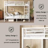 Bellemave Full Over Full Bunk Bed with Build in Ladder, Heavy Duty Bunk Beds with Full Length Guardrail, Easy Assemble, Mattress Not Included, White Bellemave