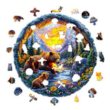 KAAYEE Wooden Puzzles for Adults 290 Pieces Visual 3D Bear Family Wooden Jigsaw Puzzles for Adults Animal Wood Puzzle Gifts for Mother's Day Mom Adult Kids Bear Puzzle(13.4 * 13.4in) KAAYEE