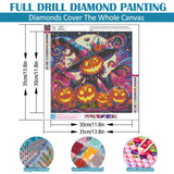 Halloween Pumpkin Moon Diamond Art Kits for Adults, 5D Winter Diamond Painting Kits for Adults Beginners,DIY Full Round Drill Diamond Dot Painting Gem Art Kits for Adult,Home Wall Decor 13.8x13.8 Inch VCLKDIY
