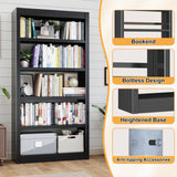 METALREAD Bookshelf, 5 Tier Metal Bookshelf, 69" H Tall Bookcase with Adjustable Shelves, Large Industrial Bookshelves for Living Rooms, Home Offices, Library, 10 Minutes Assemble METALREAD