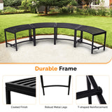 VINGLI Outdoor Metal Curved Bench, Weatherproof Fire Pit Bench Set of 4, Heavy Duty Steel Backless Benches, Metal Outside Seating for for Garden, Patio, Plant Stand and Holder VINGLI