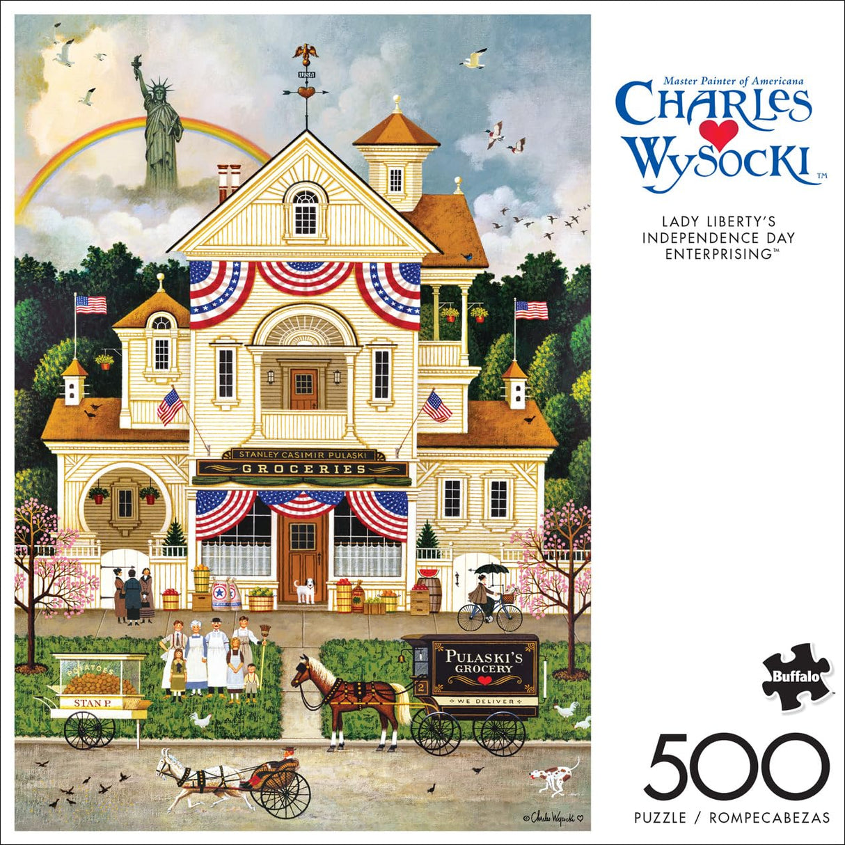 Buffalo Games - Charles Wysocki - Lady Liberty's Independence Day Enterprising - 500 Piece Jigsaw Puzzle for Adults -Challenging Puzzle Perfect for Game Nights Buffalo Games