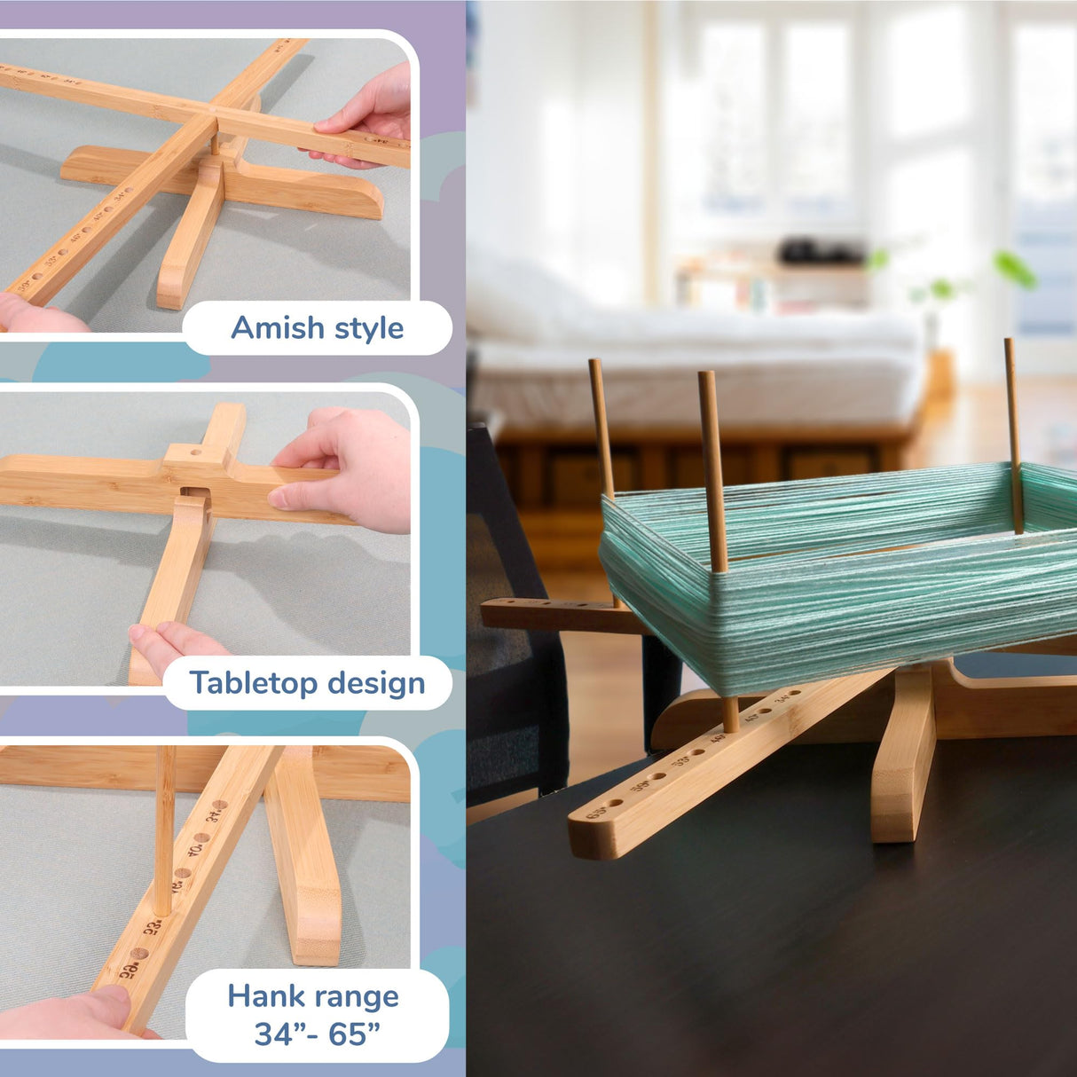 JubileeYarn Amish Style Bamboo Yarn Winder Swift - 1 Swift BambooMN