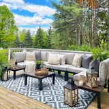 Sophia & William 6 Pieces Outdoor Patio Furniture Set, Metal Sectional Sofa Set Patio Conversation Set with Cushions-2 x Single Sofa with Side Table,2 x Single Sofa,1 x 2-Seat Sofa,1 x Tea Table Sophia & William