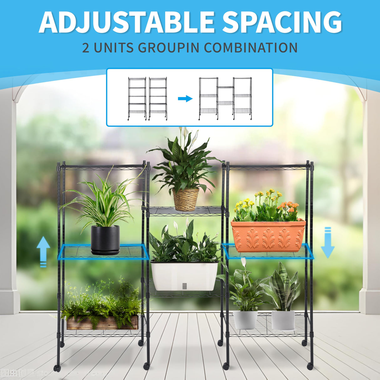 YSSOA Healsmart 5-Tier Heavy Duty Shelving Units Adjustable, 30 "D x 14" W x 65 "H Wire Shelf with 1000 lbs Capacity, Black HealSmart