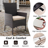 Kullavik 10-Piece Outdoor Dining Set Patio Rattan Furniture Set,Patio Dining Table and Chairs Set with 8 Chairs and Cushions,Square Glass Tabletop with Umbrella Hole for Patio,Backyard,Garden,Sand Kullavik