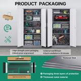 Letaya Metal Storage Cabinet with Lock Door and 5 Shelves,6 Tier Steel Garage Tool Cabinet for Home Office Utility Room 72" H X 36" W X18 D (White Gray) Letaya