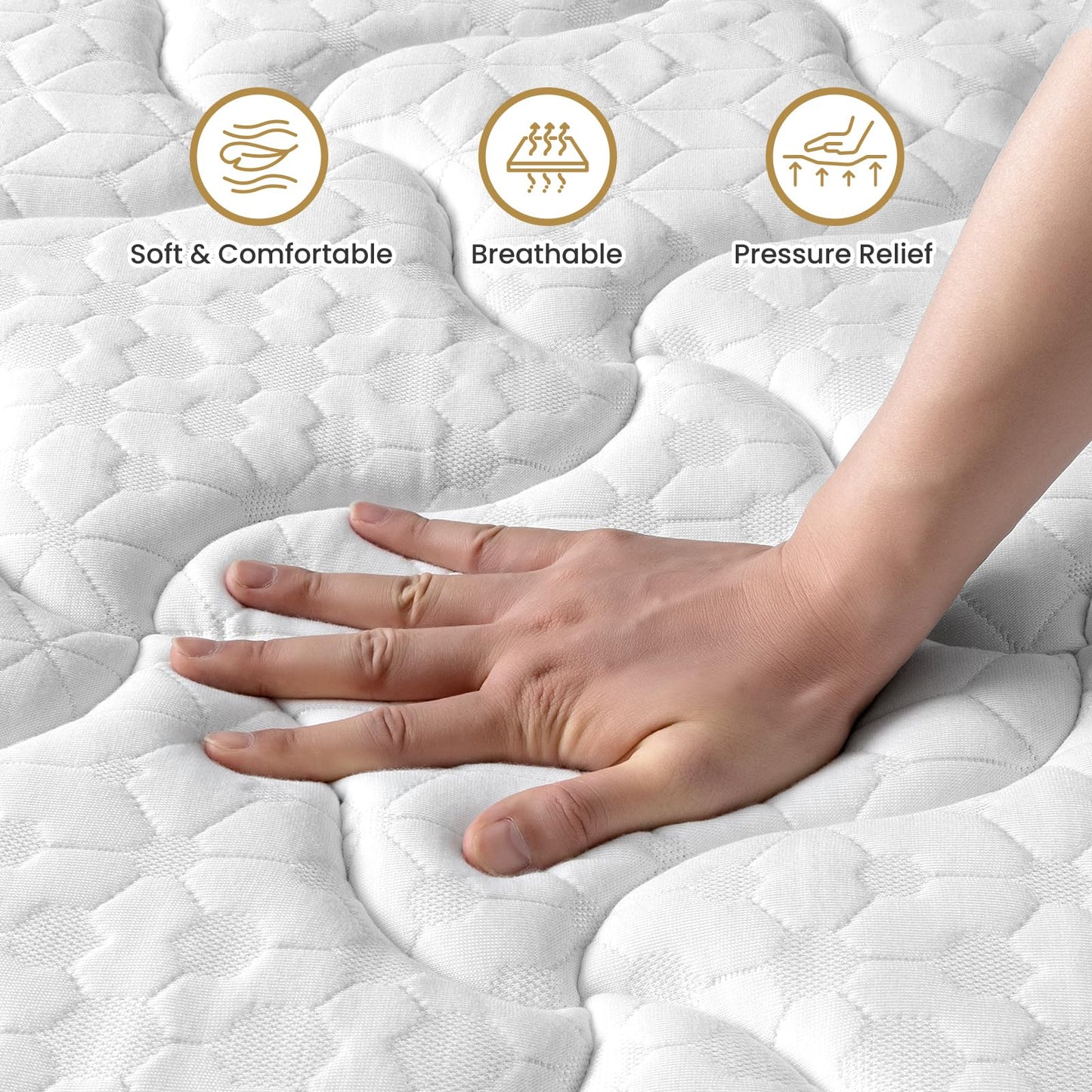 BedStory 14 Inch King Mattress Innerspring Hybrid Mattress with Gel Memory Foam Individual Wrapped Coils Spring Mattress Medium Firm for Pressure Relief CertiPUR-US Certified