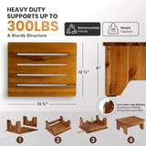 Holana 9" Acacia Wood One Step Stool for Adults - 300 Lbs Wooden Step Stools Heavy Duty for High Bed Riser, Bathroom, Bedroom - Small Stepping Stool for Elderly, Seniors, Kids, Handicap Use Indoor HOLANA