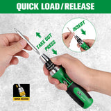 SK 12-in-1 Ratcheting Screwdriver, 216-P, Multi-bit Driver with Quick-Load Mechanism, S2 Steel, with Phillips, Slotted, Star, Square Bits Stored in Handle SK
