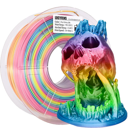 LOCYFENS Silk PLA Filament Multicolor, 3D Printer Filament Rainbow PLA Filament 1.75mm +/- 0.02mm, 3D Printing Filament 1kg/2.2lbs - WoodArtSupply