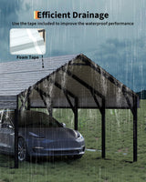12 x 20 FT Metal Carport, Heavy Duty Carports Reinforced Frame and Steel Roof, All-Weather Shelter Canopy for Pickups, Boats, Cars, and Tractors KYBOLT