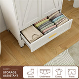 XIOMIOHTRQ Metal Wardrobe Cabinet, 71" Tall Armoire Wardrobe Closet with Drawer, Farmhouse Clothing Storage Cabinet for Bedroom, Laundry (White, 1 Drawer) XIOMIOHTRQ