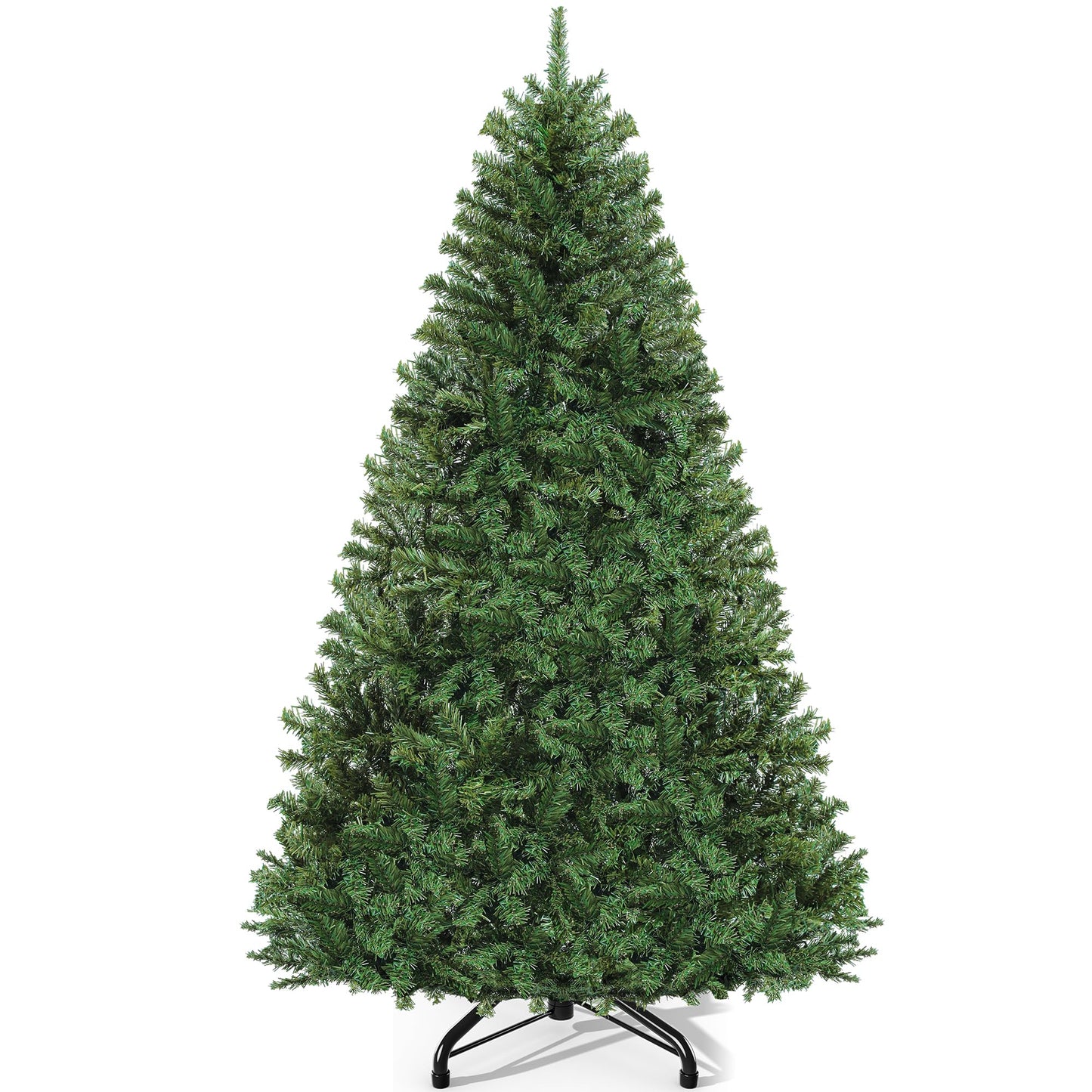 DWVO 9 ft Green Spruce Artificial Christmas Tree, Fire-Resistant PVC Pine, 2028 Lush Branch Tips, Metal Hinges, Foldable Base for Parties, Holidays, and Commercial Events