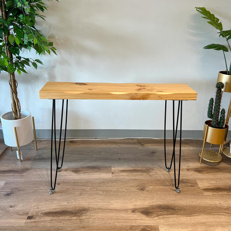 Kirpi Entryway Console Table Solid Wood, Narrow Sofa Table Midcentury Modern Live Edge, 40-inch Rustic Wood Hallway Table, Entry Table Farmhouse, Kirpi
