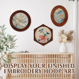 Vercraft 3 Set Embroidery Hoop Frame 8 Inch Decorative Wood Embroidery Frame with 8 Inch Cross Stitch Hoop for Display Finished DIY Art Craft Hanging Sewing Ornaments, Round, Hexagon, Oval Vercraft