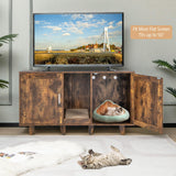 Tangkula Double Cat Litter Box Enclosure for 2 Cats, Large Stackable Hidden Privacy Cat Washroom Cabinet with Scratching Board, Indoor Cat House TV Stand, Litter Box Furniture (Rustic Brown) Tangkula