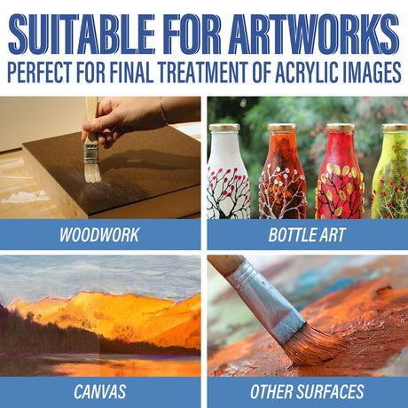 MCTRHG Gloss Varnish for Acrylic Painting, Artist's Acrylic Varnish, Non-Yellowing, Non-Toxic, Anti-Crazing, High Gloss Finish, for Artwork, Acrylics Paint, Suitable for Pro Artists, Hobby Painter MCTRHG