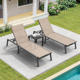ONBRILL Aluminum Chaise Lounge Chair Outdoor, Foldable & Assembly Free Outdoor Lounge Chair with 5 Position Adjustable Backrest, Patio Pool Lounge Chairs for Outside Poolside Beach Lawn, 1PC, Khaki ONBRILL